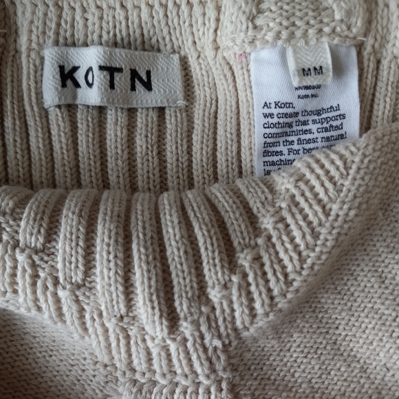 KOTN Cream Cotton Ribbed Knit Top Medium - Picture 2 of 2